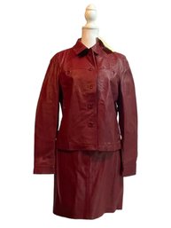 Brand New Vintage Newport News Red Leather Skirt Suit Site 10