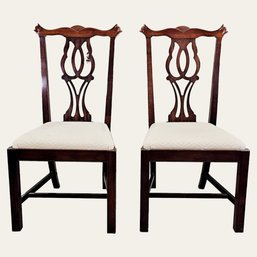 Set Of 2 Chippendale Mahogany Chairs #185