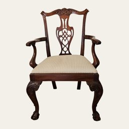 Stunning Chippendale Mahogany Armchair Carved Knees And Ball & Claw Feet  #109