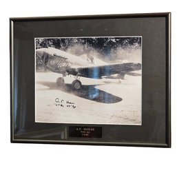 Black & White Autographed Photo A.T House WWII Ace Matted And Framed  #98