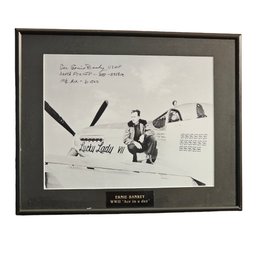 Ernest Bankey Signed B&W Photo WWII Ace Matted And Framed  #95