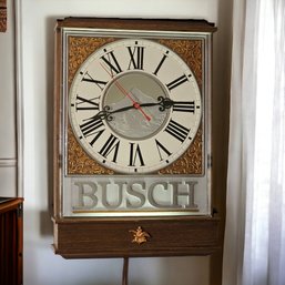 Vintage Busch Electric Lighted Wall Clock With Plastic Case - Works Great #62