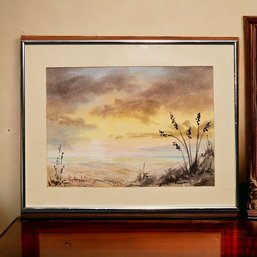 18 X 14 Original Watercolor Painting Titled 'Sunrise' Signed By Joseph Hintersteiner (American 1915-1995) #74