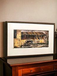 18.5 X 29 Original Watercolor Painting 'Lumber Mill' Signed By J. Hintersteiner(American 1915-1995) #76