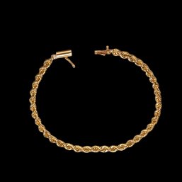 14K Solid Yellow Gold Rope Chain Bracelet 8 Inches 10.6 Gr 8.5' #181