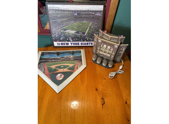 Yankee Stadium Christmas In The City With Lights, Canvas Of MetLife Stadium, Yankees Wall Hanging Art MLBPA