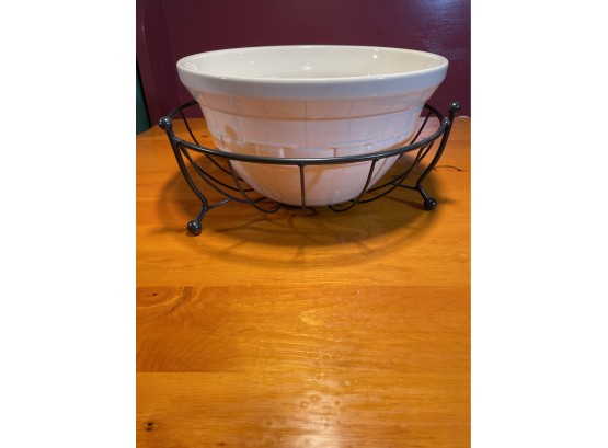 Longaberger Wrought Iron 13' Fruit Bowl Stand And Longaberger Pottery Fruit Bowl. New Never Used