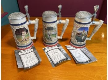 Three BeerSteins Signiture Series Legends Of Baseball. All With Certificates Of Authenticity And Serial Number