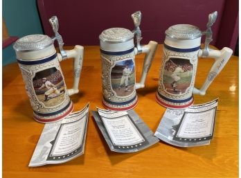 ThreeBeer Steins Signiture Series Legends Of Baseball. All With Certificates Of Authenticity And Serial Number