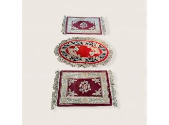 Lot Of Three Pure Wool Chinese Area Rugs Small Sizes Chateau Dragon Red Oval Wool Rug And Tientsin Hand Tufted