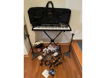 Casio Model CTK-515 Electronic Keyboard With Stand And Bag, Speaker Stands, Video And Audio Cables And More