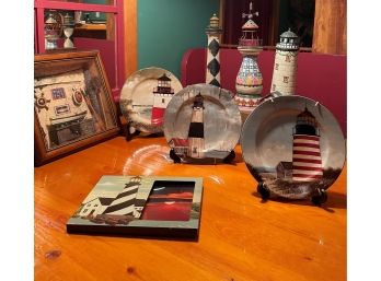Beautiful Lot Includes Jim Shore's Heartwood Creek Seaside Lighthouse Beacon To Light The Way,lemax Portsmouth