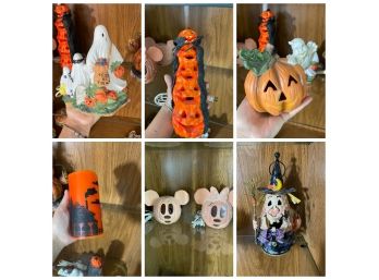 Lot Includes Five Lighted Halloween Figurines And Two Halloween Lanterns
