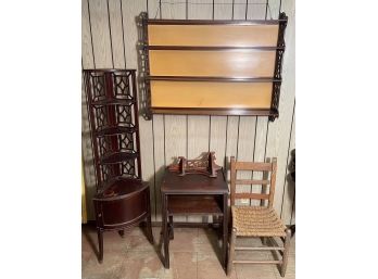 Asian Inspired Chippendale Style Items - Corner Etagere, Shelf Units, Small Table,