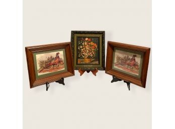 Lot Of Beautiful Prints Include - Bouquet Of Flowers By Brueghel And Two Vintage Framed Pheasant Prints