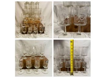 Very Rare Exclusive Collection Of Wine Glasses 12 Different Shield Names And Family Crest And 13 Rare Glasses