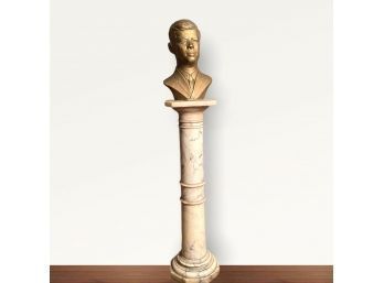 Vintage John F. Kennedy US President Bust And Antique White Marble Pedestal Column