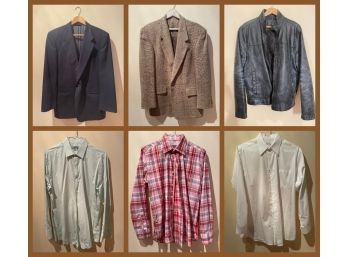 Men's Clothing Includes 3 Shirts, 2 Suits And Leather Jacket Sizes (M)