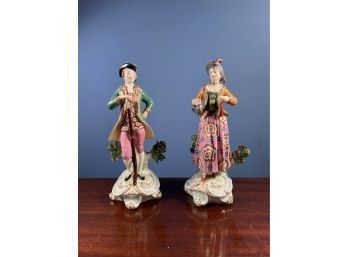 Antique Original Meissen Porcelain Figures Of A Couple - Good Condition