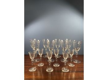 Elegant Crystal Goblets Set Of 8 And Liquor Glasses Set Of 6