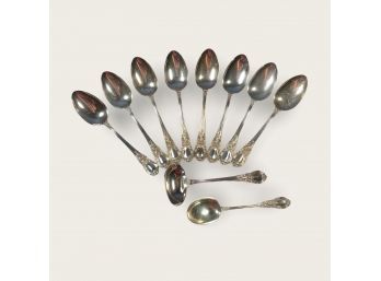 American Victorian By Lunt Sterling 10 Pieces - Sugar Spoon, Sauce Ladle And 8 Soup Spoons - Great Condition