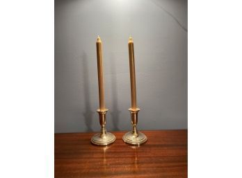 Sterling Silver Reinforced With Cement Candle Holders With Candles