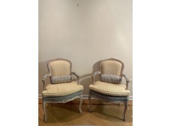 Pair Of Mid 20th Century Louis XV Style Carved Open Armchairs - Great Condition