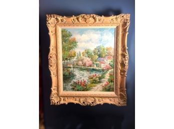 Original Oil On Canvas Painting Signed By Artist Austin In A Beautiful Frame