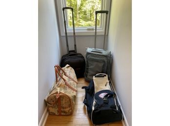 Travelers Bags Lot Includes Vintage Benetton Rolling Suitcase, Duffle Bags And Small Rolling Suitcase