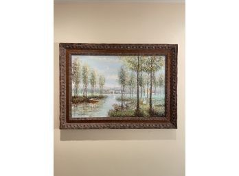 Original Oil On Canvas Painting In A Beautiful Antique Frame Signed By An Artist Andre Gallard
