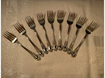 American Victorian By Lunt Sterling Silver Salad Forks 9 Pieces - Great Condition