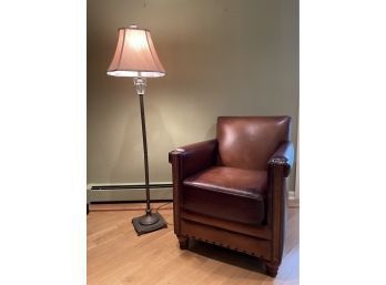 Beautiful Seven Seas Seating Leather Club Chair With Nailhead Trim And Antique Brass Floor Lamp