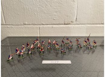 Lot Of 27 Vintage Metal Two Sided Soldiers Warriors Painted On Both Sides Figurines Can Stand Up Are Very Thin