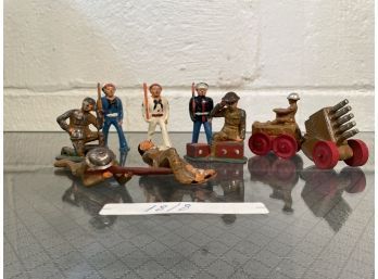 Lot Of Antique 8 Military Toys