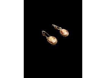 Antique 14K Yellow Gold Carved Cameo Earrings