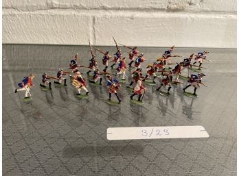 Lot Of 23 Vintage Metal Two Sided Soldiers Warriors Painted On Both Sides Figurines Can Stand Up Are Very Thin