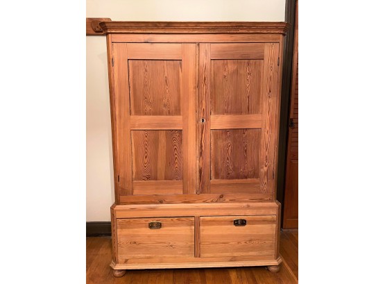 High Quality Rustic Pine Large 2 Piece Armoire With Drawers & Shelves
