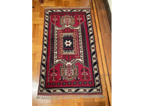 Correction: Vintage Turkish Hand Knotted Pure Wool Red Area Rug Great Condition