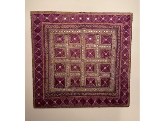 Antique Embroidered Ceremonial Indian Tapestry Brought From The City Madurai