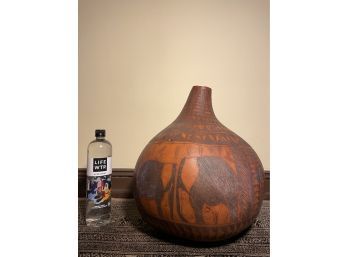 Extra Large Hand-carved Gourd Vessel From Kenya