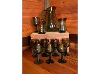 Handmade Mexican Glasses Total 10 And Pitcher