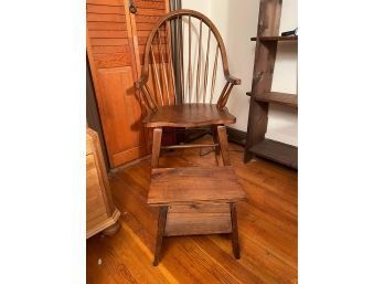 Rustic Style Teakwood Armchair Made In Malaysia And Antique Wood Foot Stool