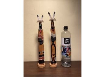 Pair Of Native American Flute Player Kachina Dolls Approx. 15 1/2'Tall