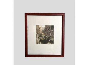 Venice Canal By Ugo Baracco Limited Edition Signed, Numbered Framed Etching - Great Condition