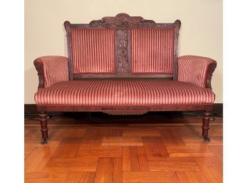 1870's Antique Eastlake Maple Wood Settee Loveseat In Excellent Condition