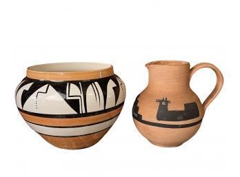 Gina D. Baron Ute Mountain High Glaze Pottery And Vintage Art Pottery Jug