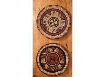 Two Native American Hopi Third Mesa Handmade Flat Baskets/placemats