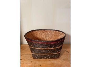 Old Rare Large African Dogon Tribe Hand Made Bark Basket From Mali