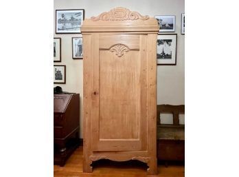 Antique 19th Century Danish 1 Door Pine Armoire - Great Condition