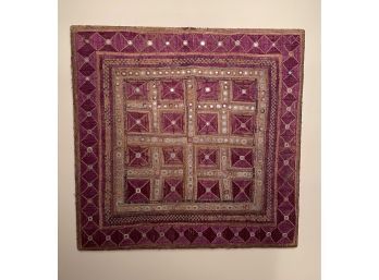 Antique Embroidered Ceremonial Indian Tapestry Brought From The City Madurai